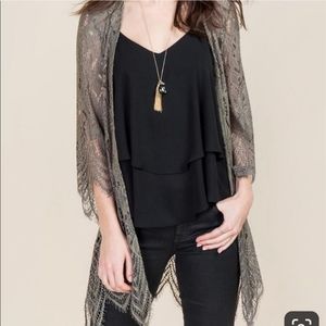 Francescas Lace Duster Kimono Green Boho Bride Swim Party Beach Casual Festival